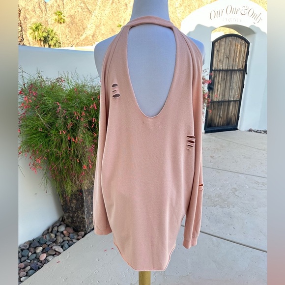 Soft Pink Distressed Ripped Sweater - Picture 8 of 8